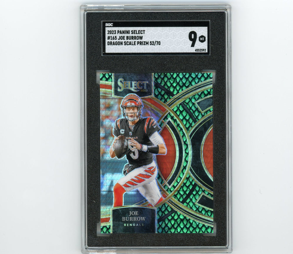 2023 PANINI SELECT #165 JOE BURROW DRAGON SCALE PRIZM 52/70 (SGC 9)