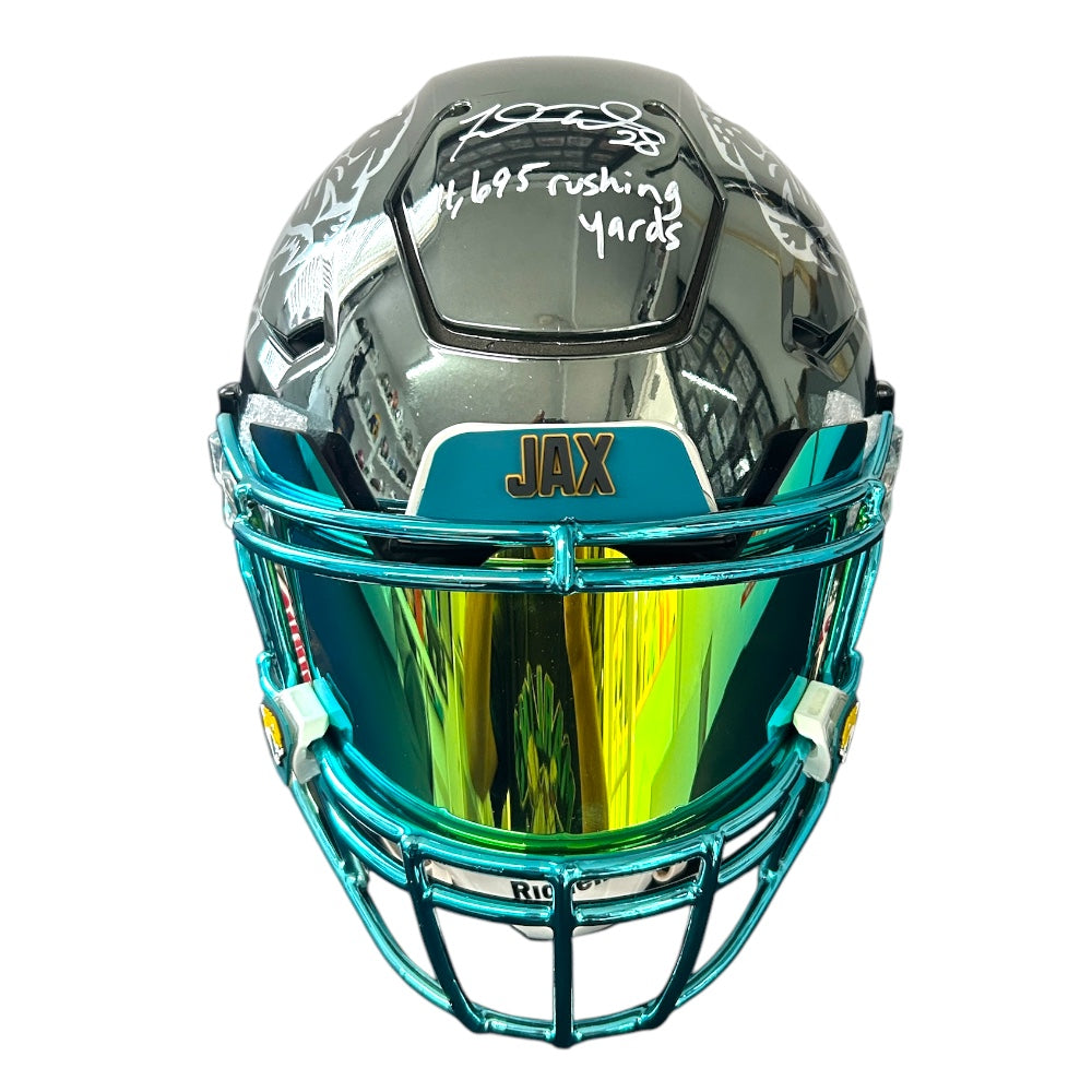 FRED TAYLOR SIGNED JACKSONVILLE JAGUARS SPECIALTY CHROME SPEEDFLEX WITH DOUBLE INSCRIPTION