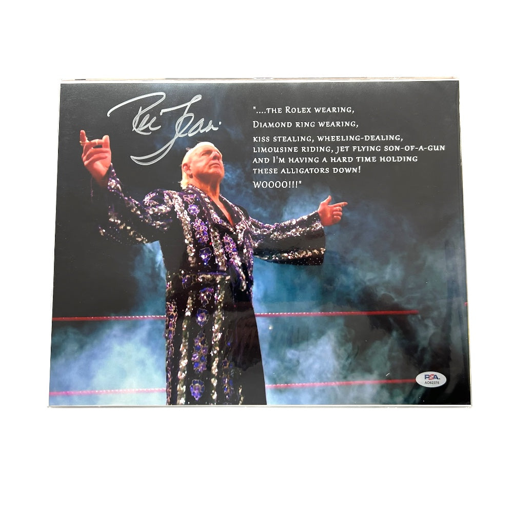 RICK FLAIR SIGNED WWE 11X14 PHOTO (PSA)