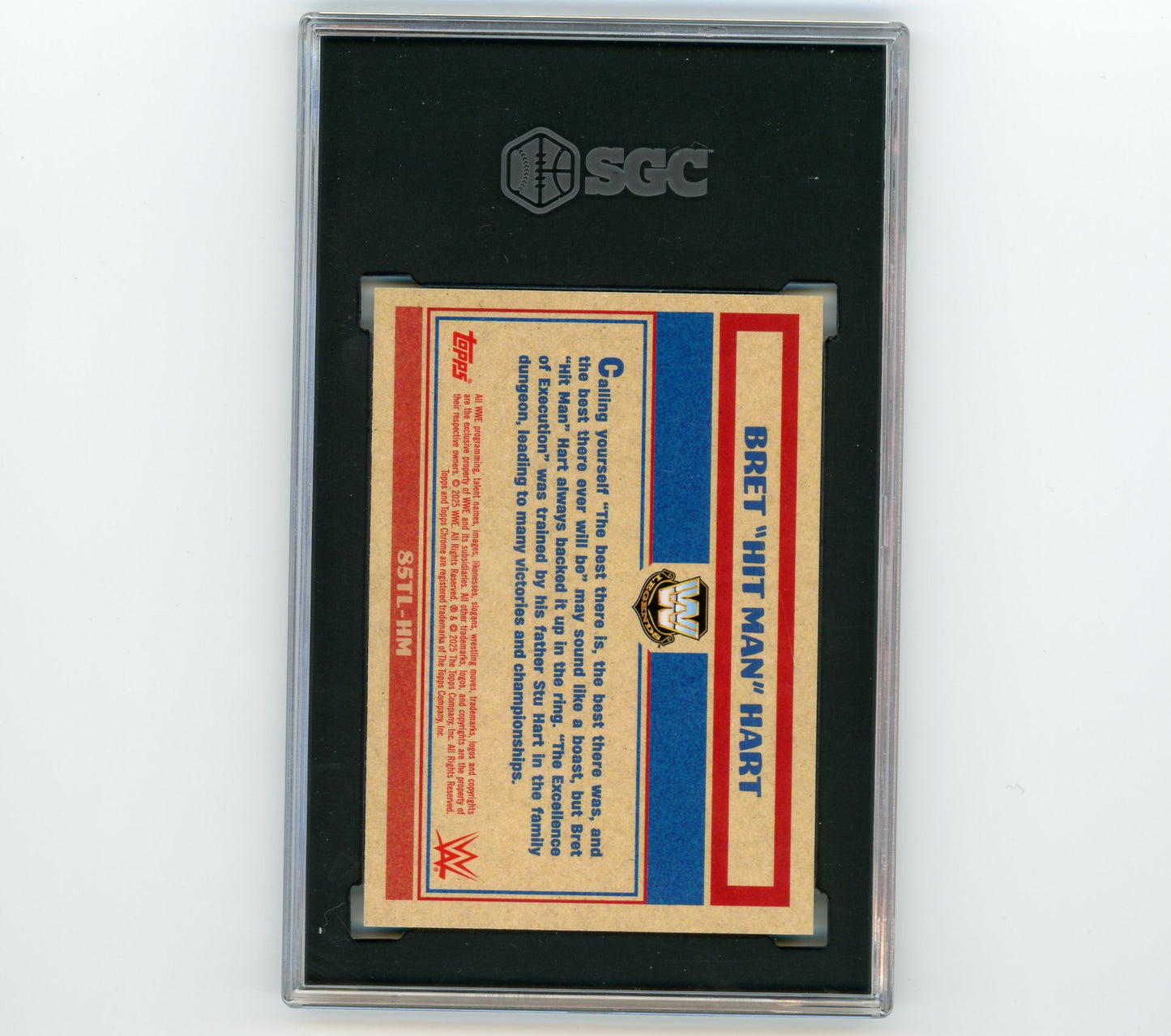 2025 TOPPS CHROME WWE BRET HITMAN HART 85' TOPPS LEGENDS NEON GREEN REFRACTOR 69/75 SGC (9.5)