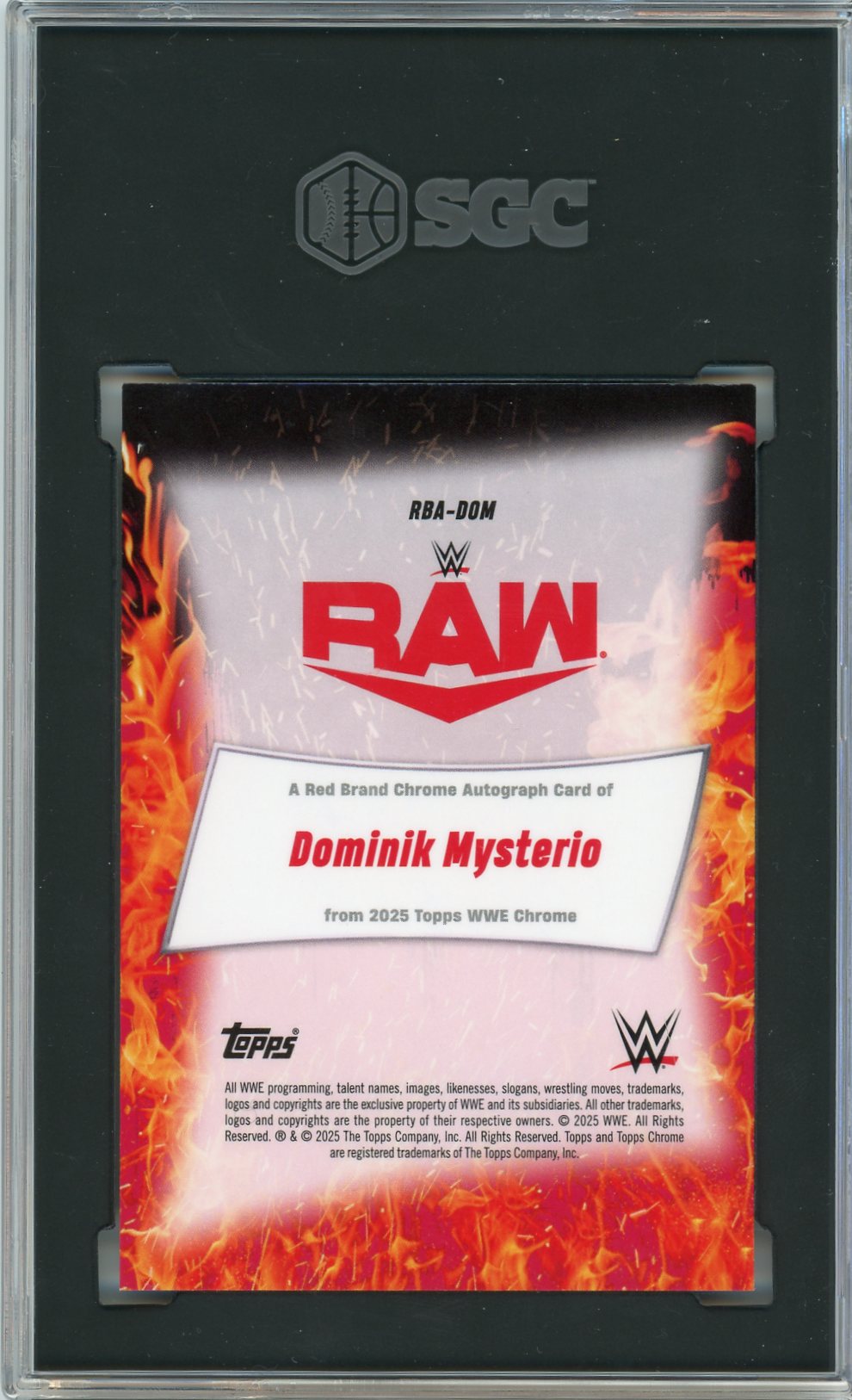 2025 TOPPS CHROME WWE DOMINIK MYSTERIO AUTO GOLD REFRACTOR 9/50 SGC (9.5)