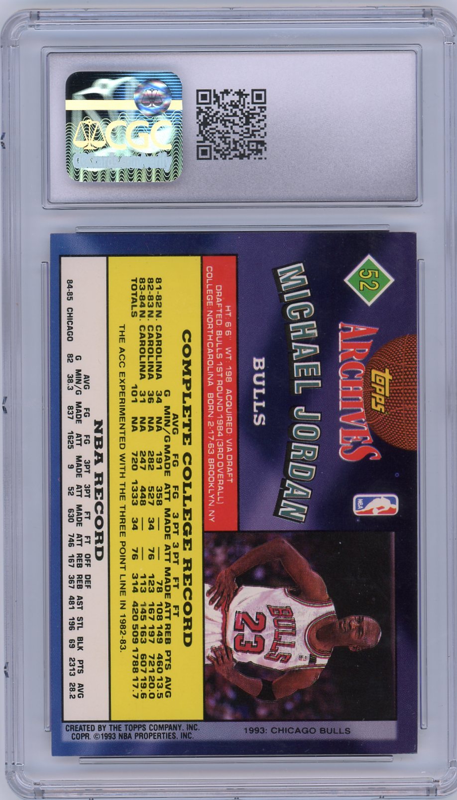 1992 TOPPS ARCHIVES GOLD #52 MICHAEL JORDAN CGC 7.5