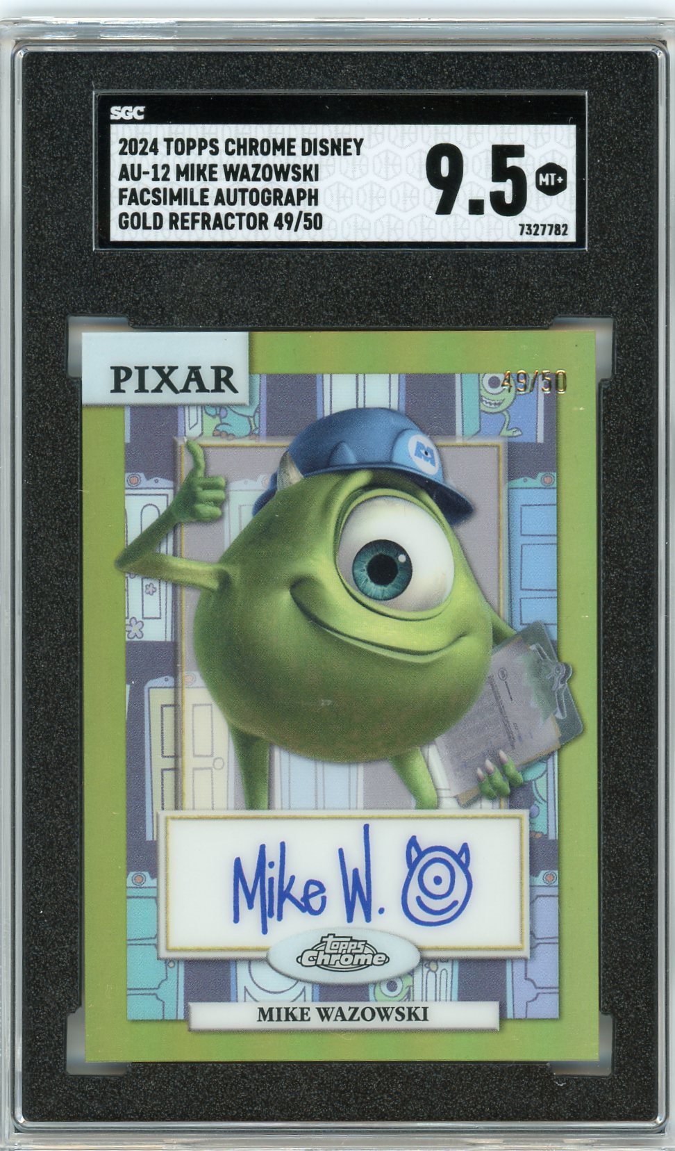 2024 TOPPD CHROME DISNEY MIKE WAZOWSKI FASCIMILE AUTO GOLD REFRACTOR 49/50 SGC (9.5)