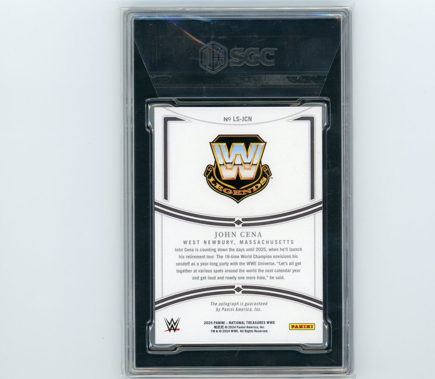 2024 PANINI NATIONAL TREASURES JOHN CENA LEGENDARY SIGNATURES SGC (9.5)