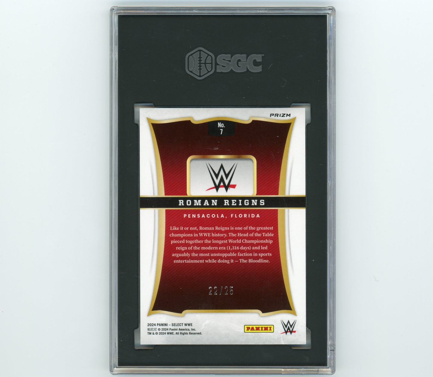 2024 PANIINI SELECT WWE #7 ROMAN REIGNS THROWBACK TIE-DYE PRIZM 22/25 SGC (10)