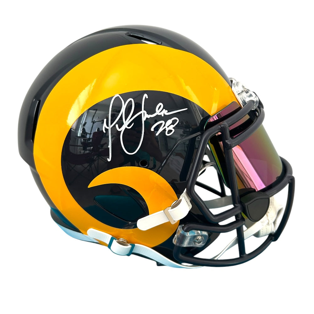 MASHALL FAULK SIGNED RAMS THROWBACK SPEED FS REP HELMET