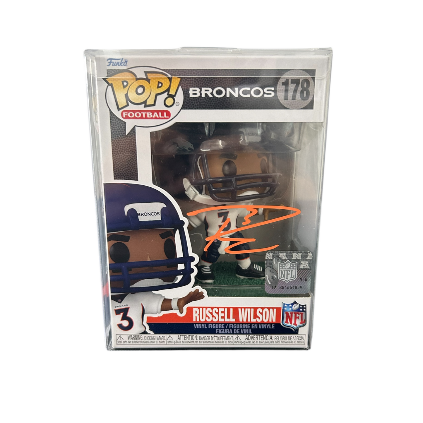 RUSSELL WILSON SIGNED DENVER BRONCO FUNKO POP