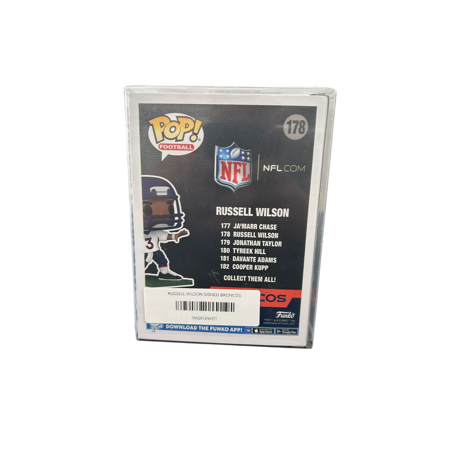 RUSSELL WILSON SIGNED DENVER BRONCO FUNKO POP