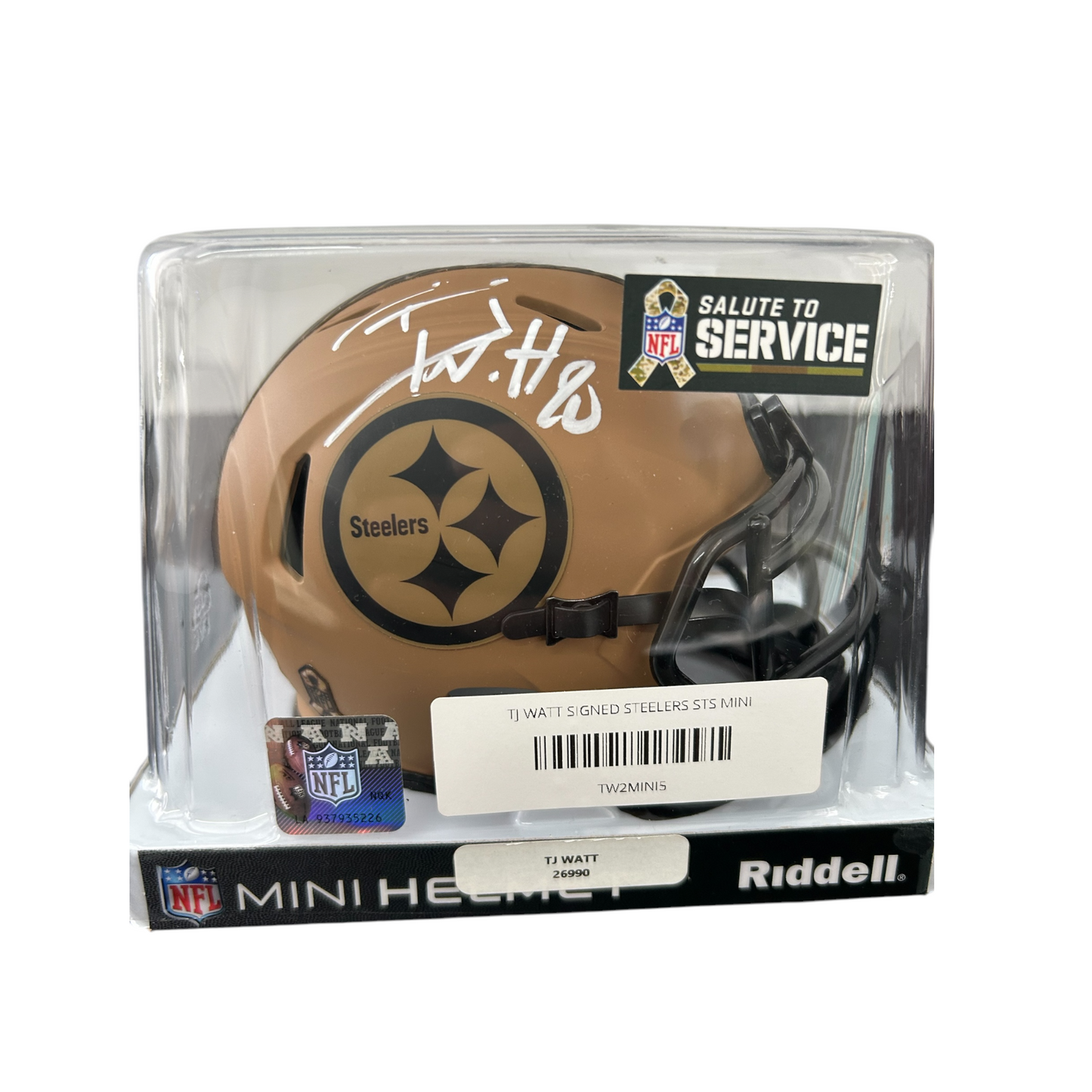 TJ WATT SIGNED MINI HELMET
