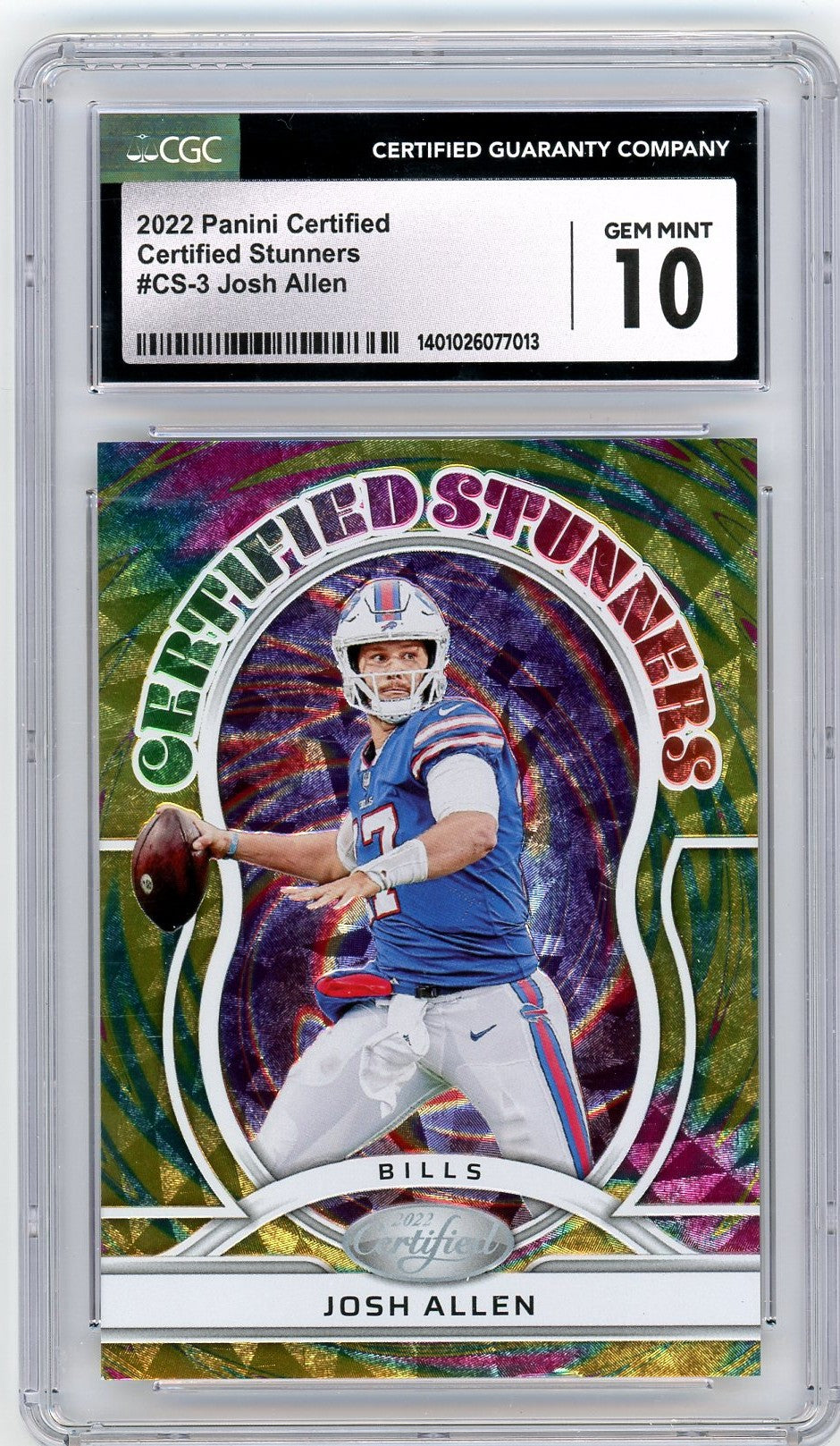 2022 Panini Certified Certified Stunners Josh Allen #CS3 PSA 10