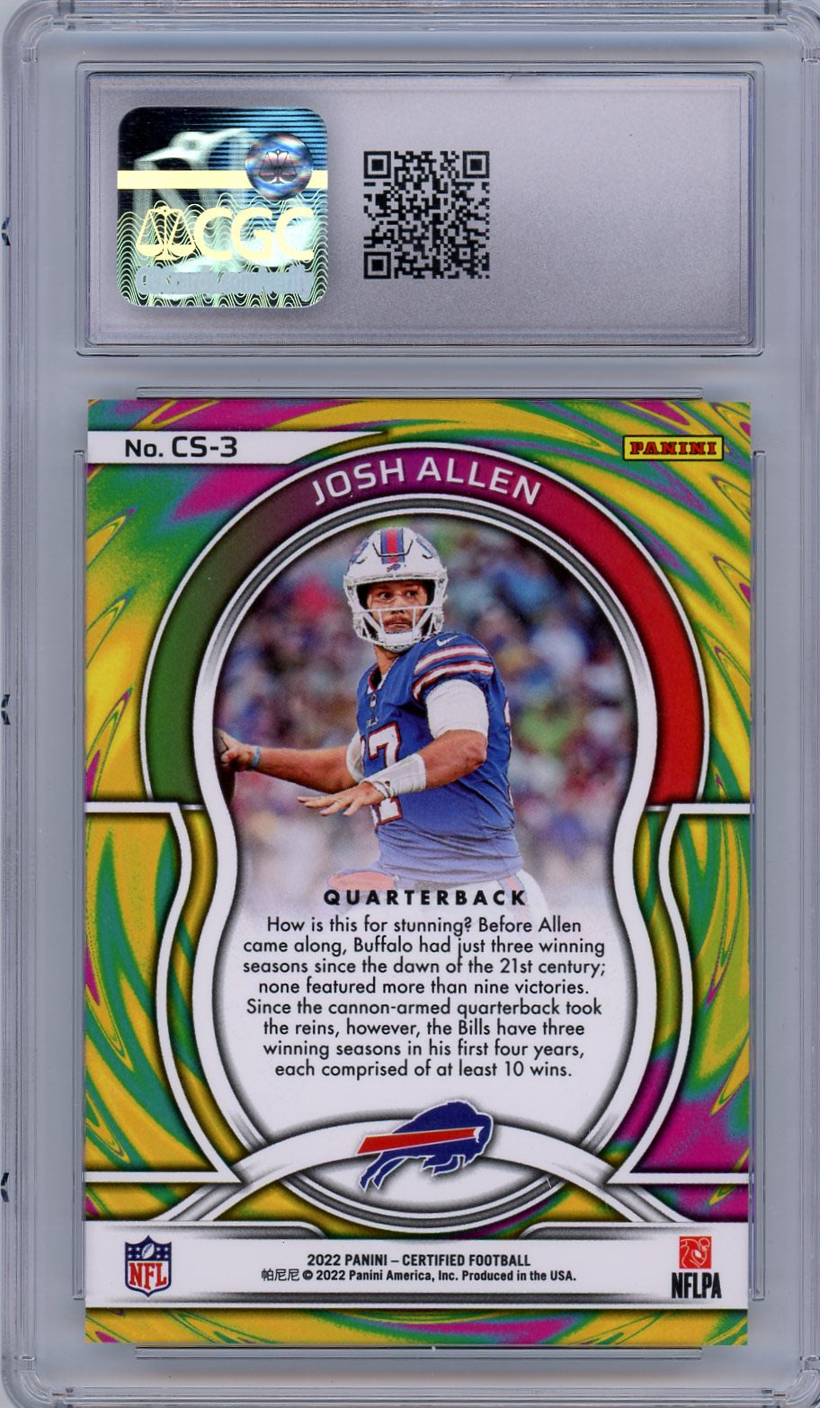 2022 Panini Certified Certified Stunners Josh Allen #CS3 PSA 10
