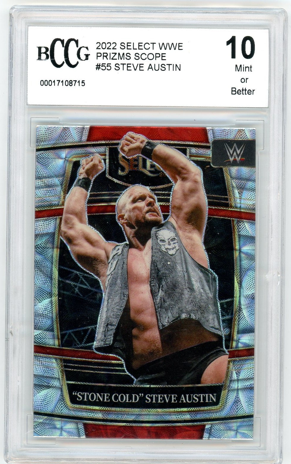 Stone Cold Steve Austin BCCG 10 Scope Prizm 2022 Panini Select WWE Card #55