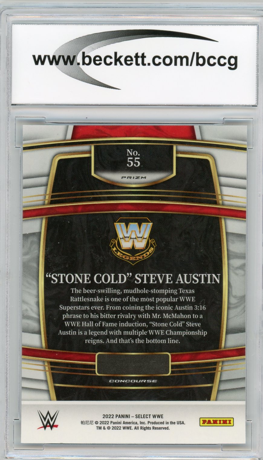 Stone Cold Steve Austin BCCG 10 Scope Prizm 2022 Panini Select WWE Card #55
